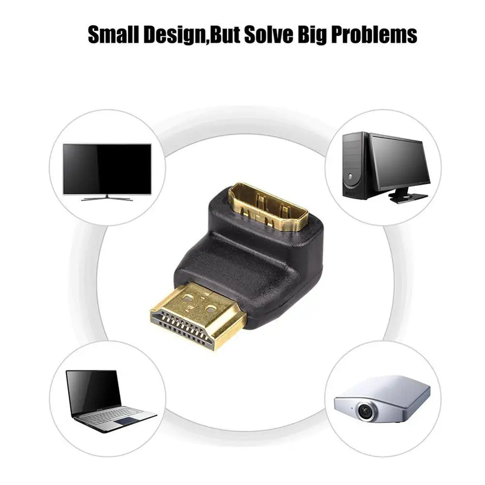 HDMI адаптер для подключения мужчин и женщин 270/90 градусов позолоченный правый угол