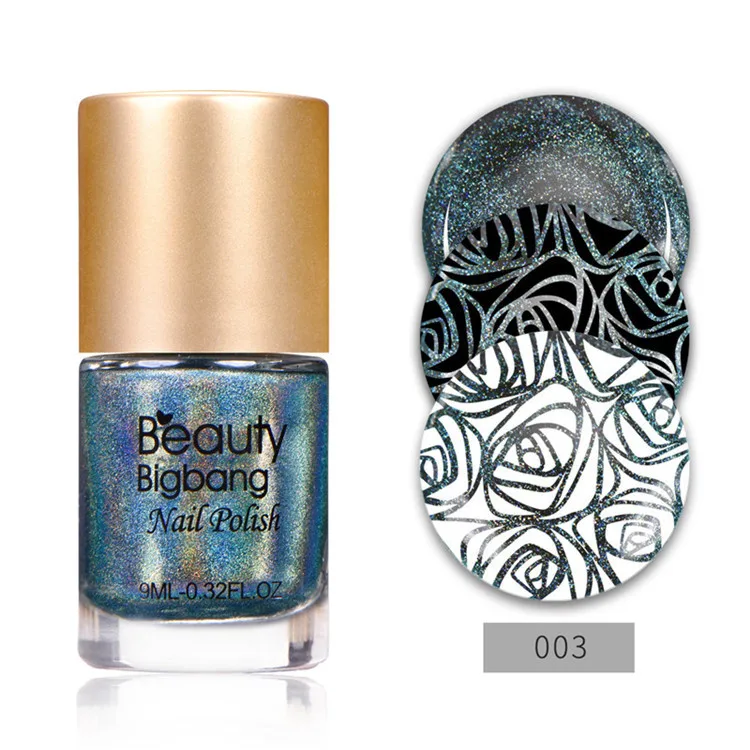 003 BeautyBigBang 9 мл голографический лак для стемпинга ногтей, лак для печати, лак для нейл-арта, стойкий лазерный лак для ногтей, Перманентный - Цвет: 003
