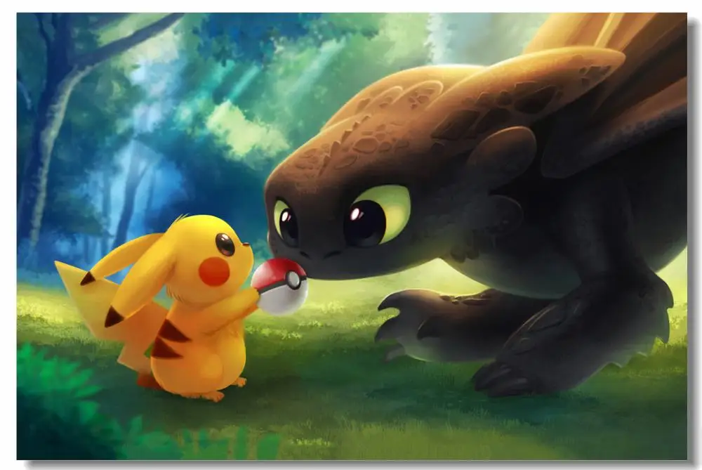 Покебол Pikachu незубый постер Pokemon Game рисованная наклейка для столовой #0942