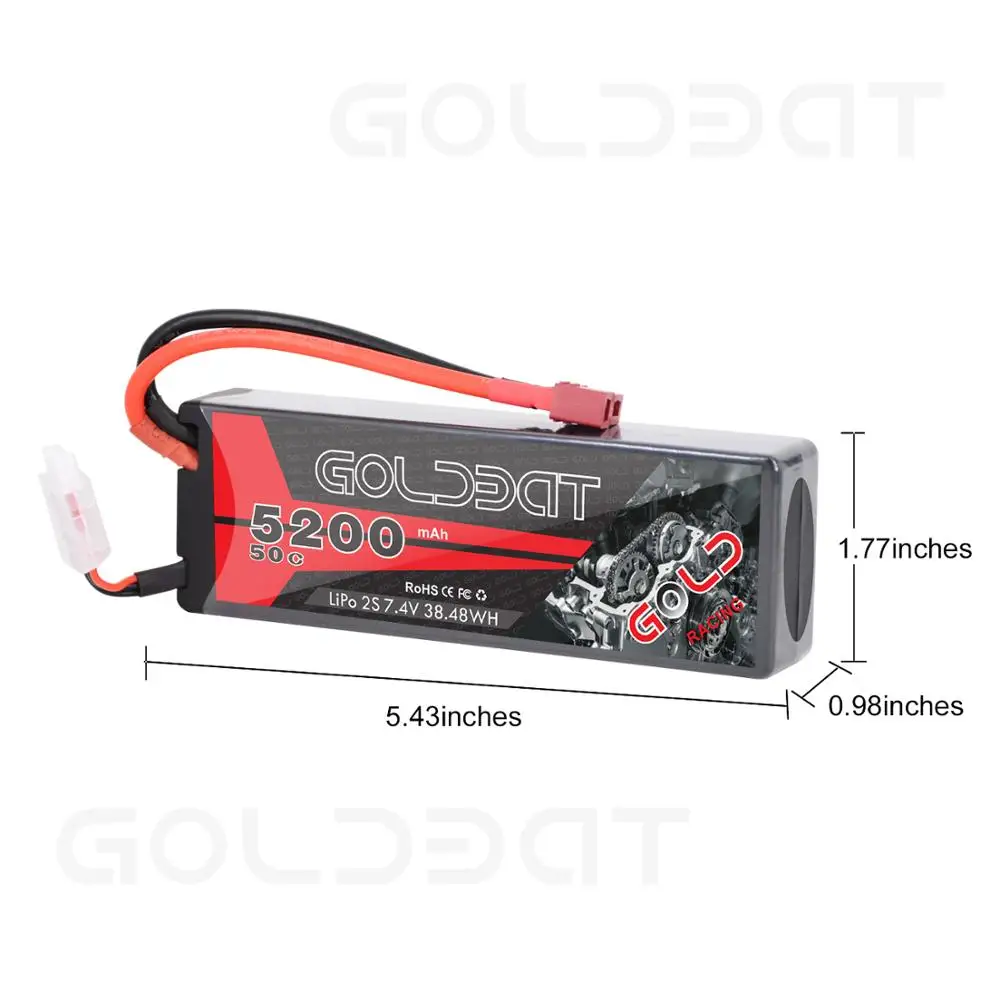 2 шт. Lipo аккумулятор GOLDBAT для RC 5200 мА/ч 7 4 В 50C 2S LiPo с разъемом Deans автомобилей