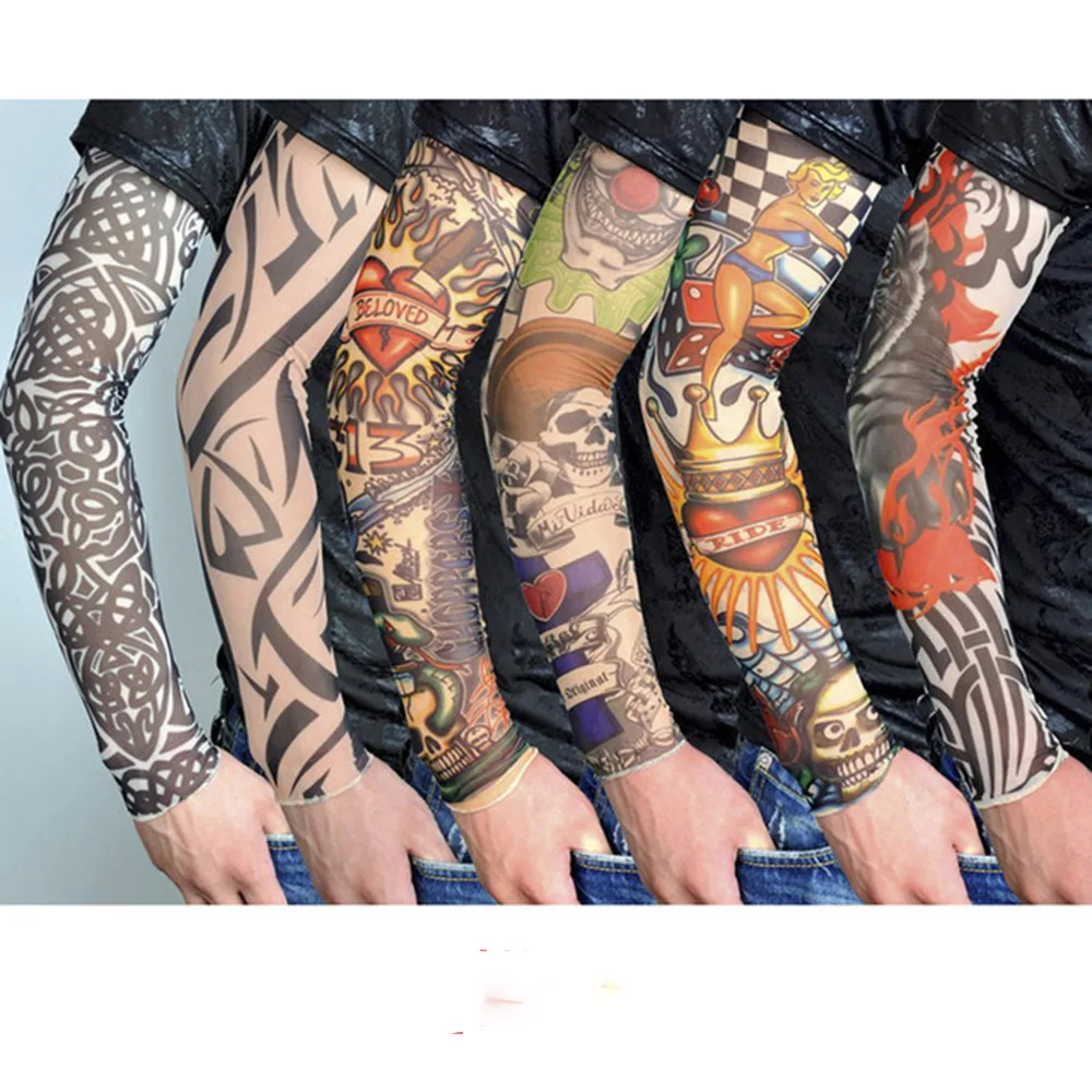 1PC Women Men Cycling Sports Tattoo Sleeves UV Cool Arm Running Warmer Sport Elastic Oversleeve Warmers |