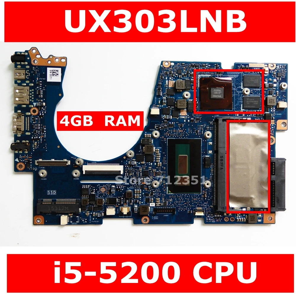 UX303LNB i5 5200 CPU 4GB RAM GT840M Материнская плата ASUS Ultrabook UX303LB UX303LN UX303L U303L материнская