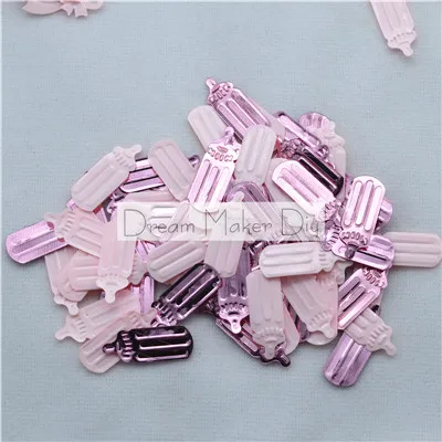 feeding bottle pink 25 г(1000 шт) День рождения синий/розовый цвет смесь посыпать конфетти свободные блестки раззноцветные часы Свадьба Ремесло детей DIY Аксессуары - Цвет: feeding bottle pink