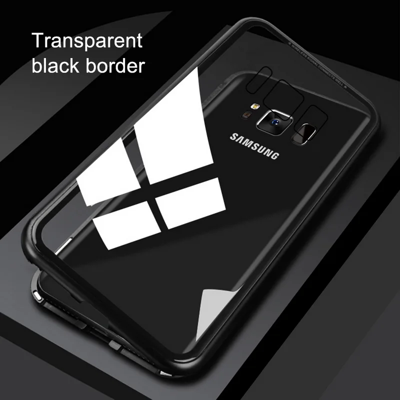 360 магнитный металлический чехол для samsung Galaxy S8 Plus S8+ чехол из закаленного стекла с магнитом для samsung S9 Plus Note 8 9 чехол