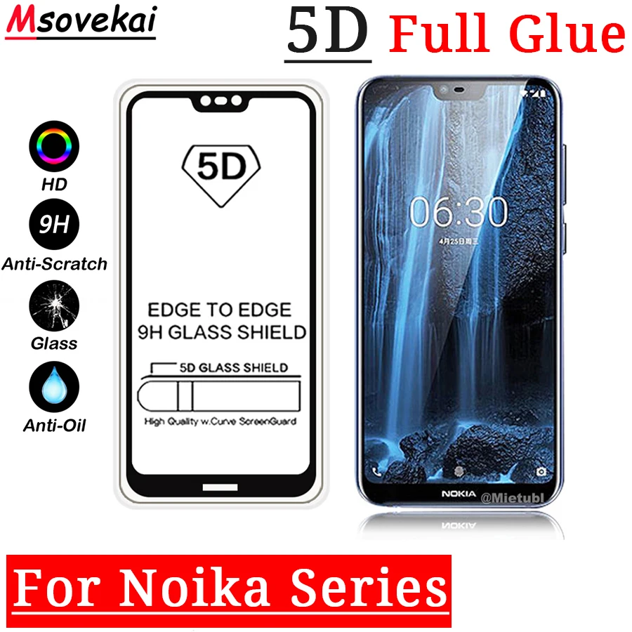 Закаленное стекло 5D 9D с полным наклеиванием для Nokia 9 PureView 7 1 6 8 X7 X6 X5 3 5 Plus 2018 защита