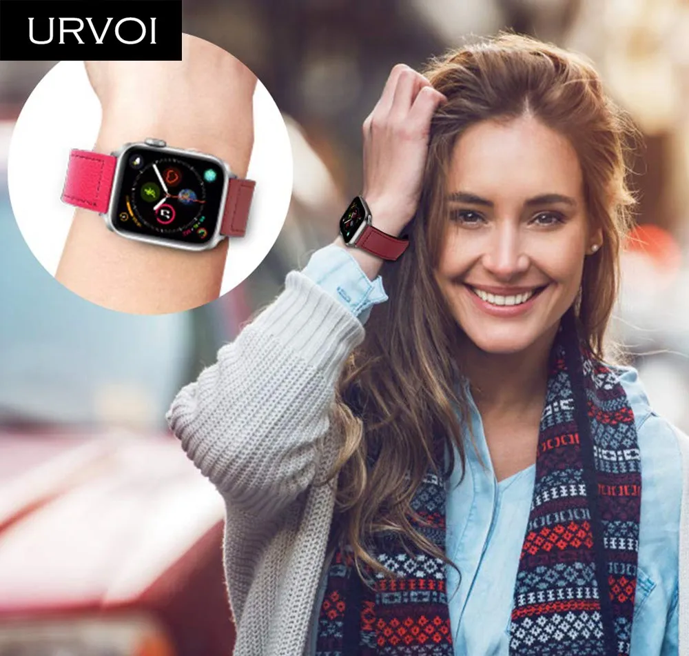 Ремешок URVOI для apple watch series 5 4 3 21 спортивный дизайн ремешок из натуральной кожи iWatch