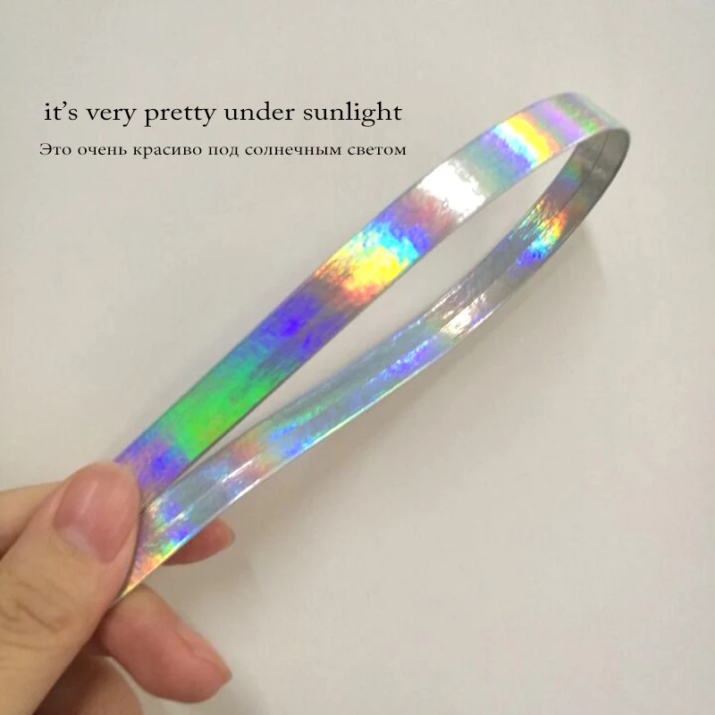 LWONG 1cm Width Thin Holographic Chokers Necklaces for Women Rainbow Iridescent Holo Hologram Choker Chocker PU Leather Necklace | Украшения