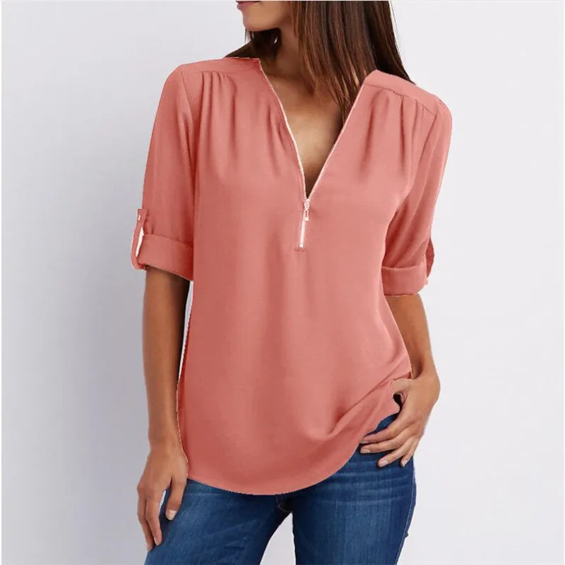 Летняя новая женская шифоновая блузка размер плюс крутая Свободная рубашка с