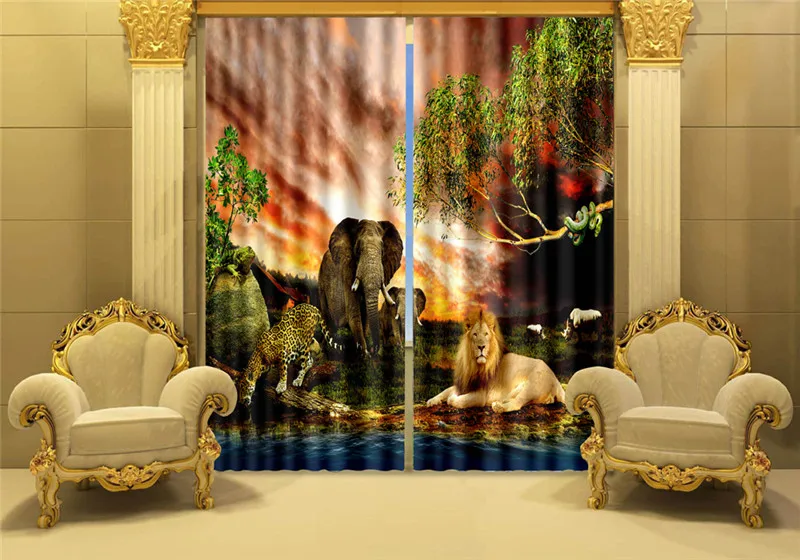 

Curtains Luxury Blackout 3D Window Curtains For Living Room kias Bedroom Cortinas Drapes Rideaux Customized size Lion elephant