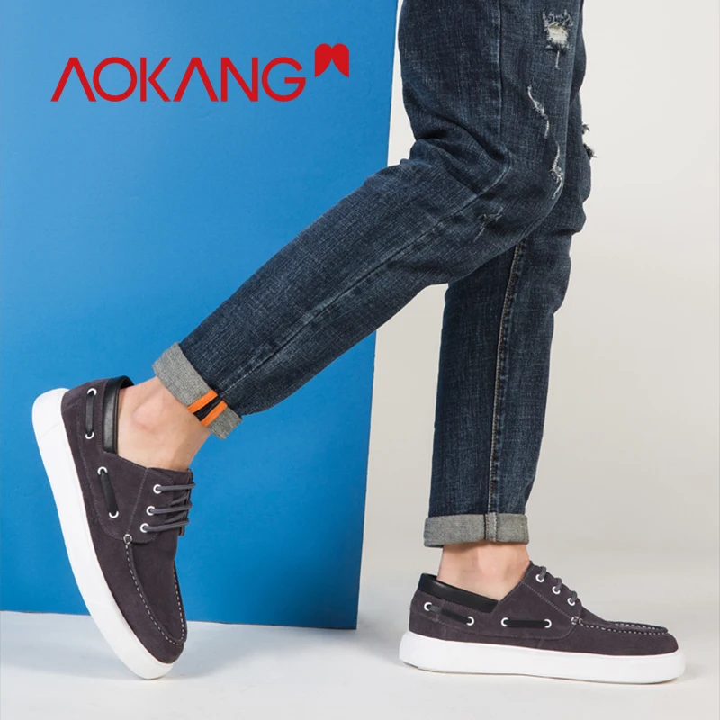 Мужские повседневные туфли AOKANG удобная дышащая обувь на плоской подошве из