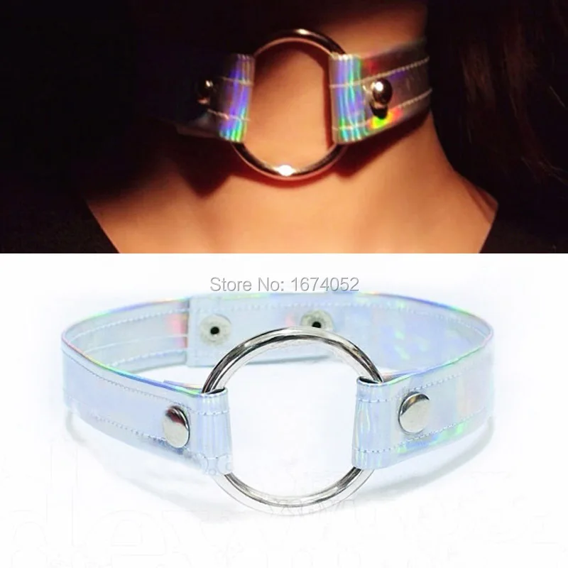 Чокер голографический Женский Крутое металлическое ожерелье ручной работы в