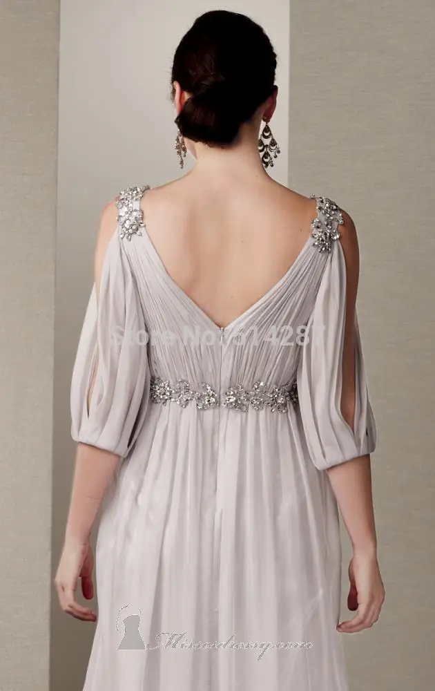 Vestido De Madrinha Gorgeous Half sleeve Chiffon Crystal A-Line Evening Dress Mother Of the Bride Dresses 2014 New Arrival |