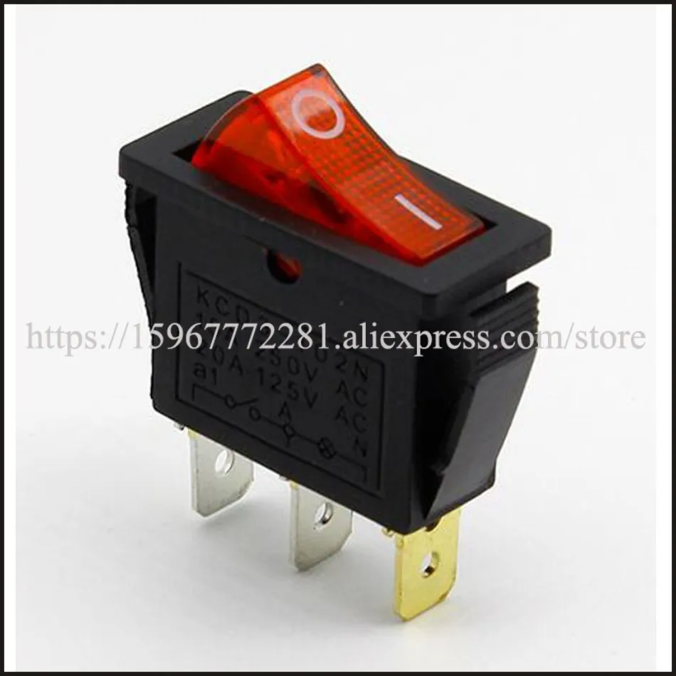 Переключатель Rocke KCD3-102N, светодиодный светильник SPST, 3-контактный, 15 а/100 в, 20 А/250 В, приборная панель автомобиля, грузовика, 125 шт.