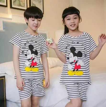 boys and girls fashion Sleepwear children's giftsNew Arrival Children's short-sleeved shorts suit cartoon cute pajamas - Цвет: style  11