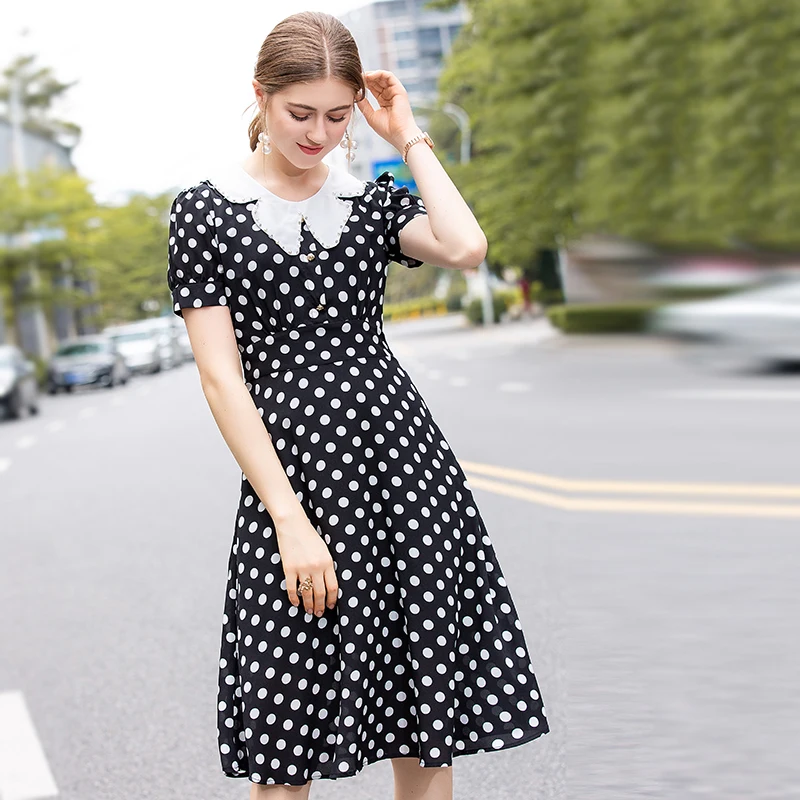 2019 милое платье с вышивкой в горошек принтом высокое качество милые короткими