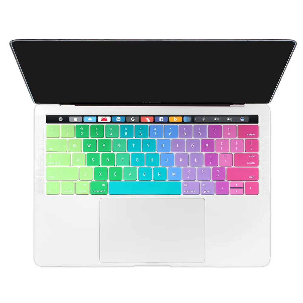 США введите английский Радужная Клавиатура силиконовый чехол для Macbook Pro 1" A2159 Mac Book Pro 15" A1706 A1707 с сенсорной панелью