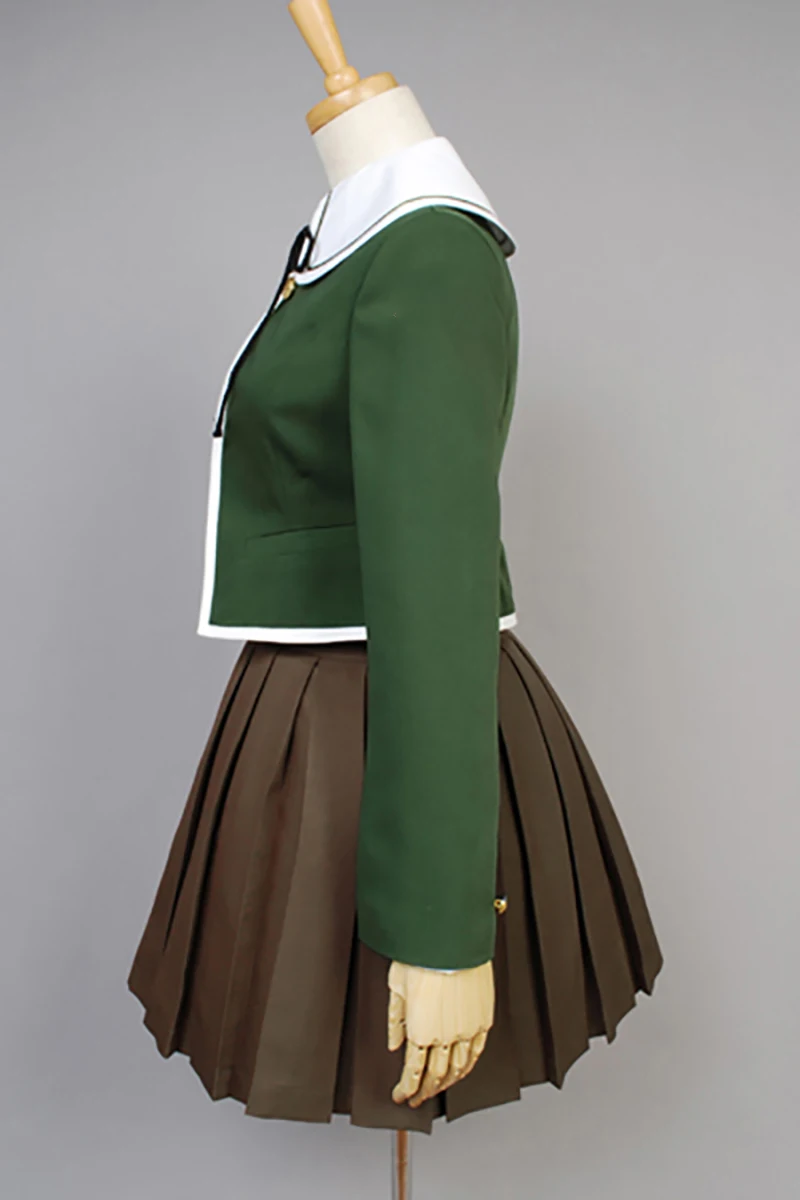 6PCS Danganronpa Fujisaki Chihiro Cosplay women School Uniform Coat Shirt Dress Outfit Anime Cosplay Costumes and wig Halloween