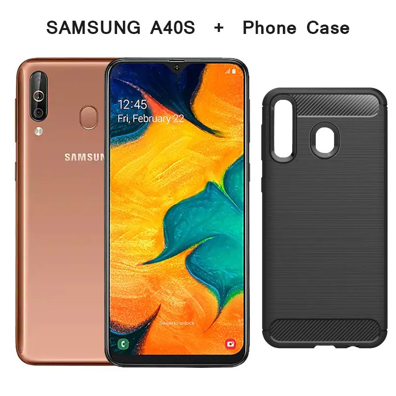 With Phone Case Samsung Galaxy A40S 6,4 дюймов HD+ 4G LTE мобильный телефон Android 6 ГБ ОЗУ 64 Гб ПЗУ 5000 мАч 123 ° ультра широкая камера смартфон - Цвет: With Phone Case