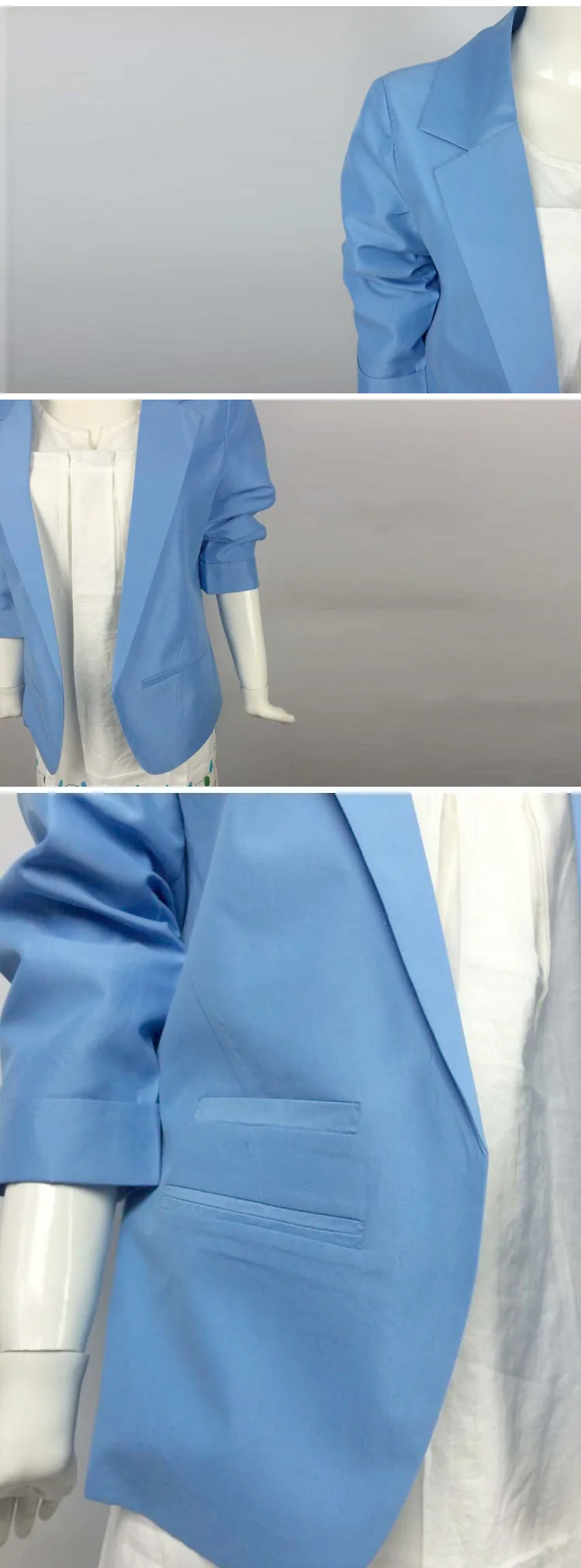 Women Candy Color Jackets Suit Slim Ladies Blazers Three Quarter Work Wear Jacket None Button Business female blazer Coat