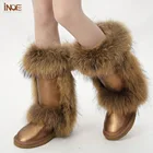 Сапоги женские зимние водонепроницаемые из натуральной овечьей кожи и меха лисы