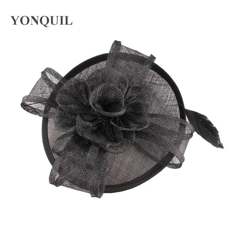 Женская обувь в винтажном стиле Темно синие шляп коктейль шляпка Sinamay чародей