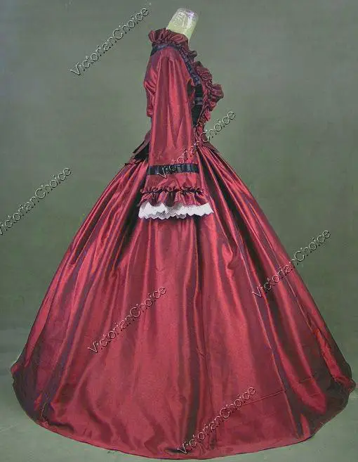 Гражданская война Викторианский 2-шт день платье вампира атласное Театр костюм