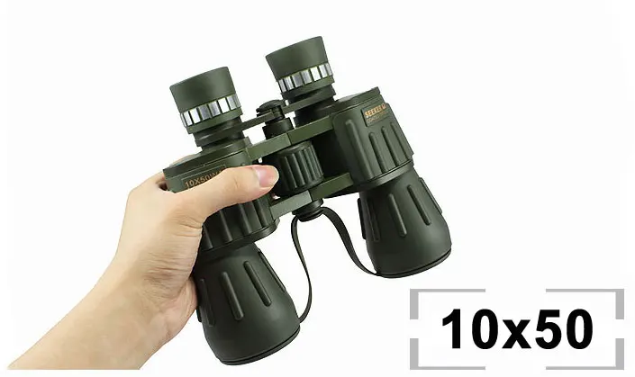 10x50 Бинокль Seeker 15X60 немецкий военный мощный бинокль telescopio армейский зеленый профессиональный телескоп высокой четкости для охоты - Цвет: 10x50