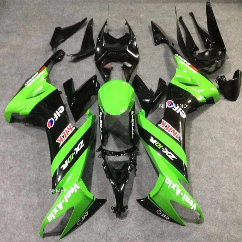 Высококачественный обтекатель для Kawasaki NINJA ZX10R 2008 2009 2010 зеленый черный кузова ZX 10R