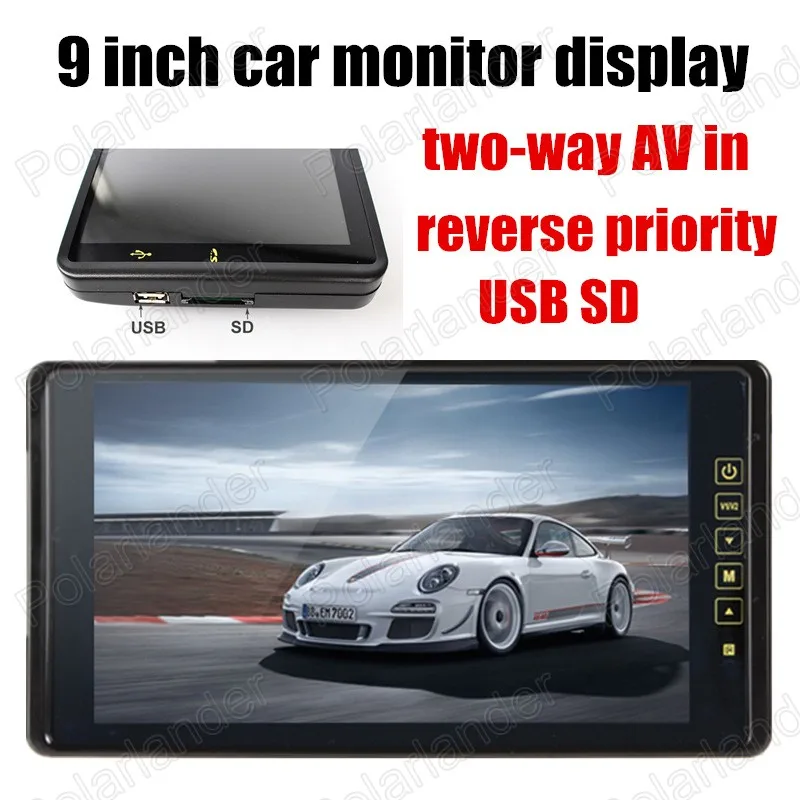 

9 Inch TFT LCD Screen 2Ch Video Input Car Monitor display For DVD Reverse Camera reverse priority
