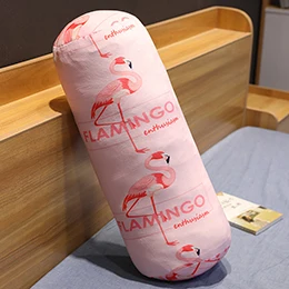 Pink flamingo 60cm Модная цилиндрическая Подушка Фламинго печать плюшевый круглый валик спящий бойфренд девушка ноги подушки моющиеся спинки - Цвет: Pink flamingo 60cm