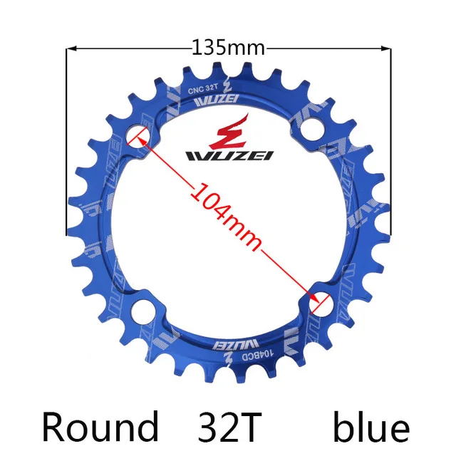 Blue 32T Round Одиночная 1 система отслеживания скорости узкая широкая цепь 104 BCD круглая 32T 34T 36T 38T для MTB 11s 10s 9s 1*11 коленчатое кольцо колеса цепной передачи - Цвет: Blue 32T Round