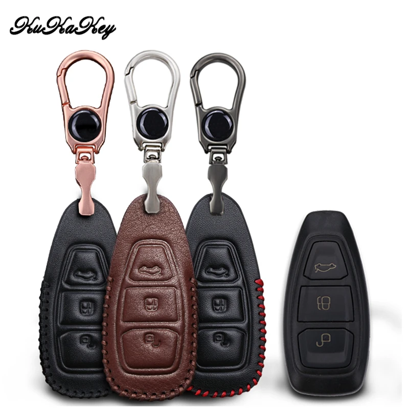 Kukakey для Ford Высокая фокусировка Kuga 2013 2014 2017 3 кнопки модный кожаный Авто ключ