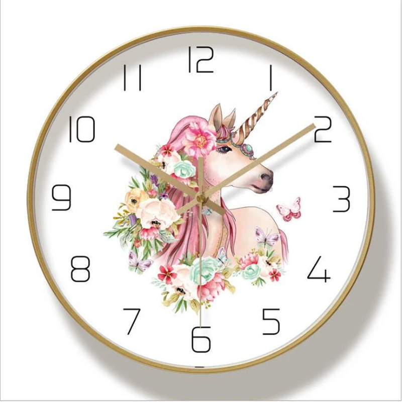 Настенные часы с единорогом из мультфильма современный дизайн детские настенные