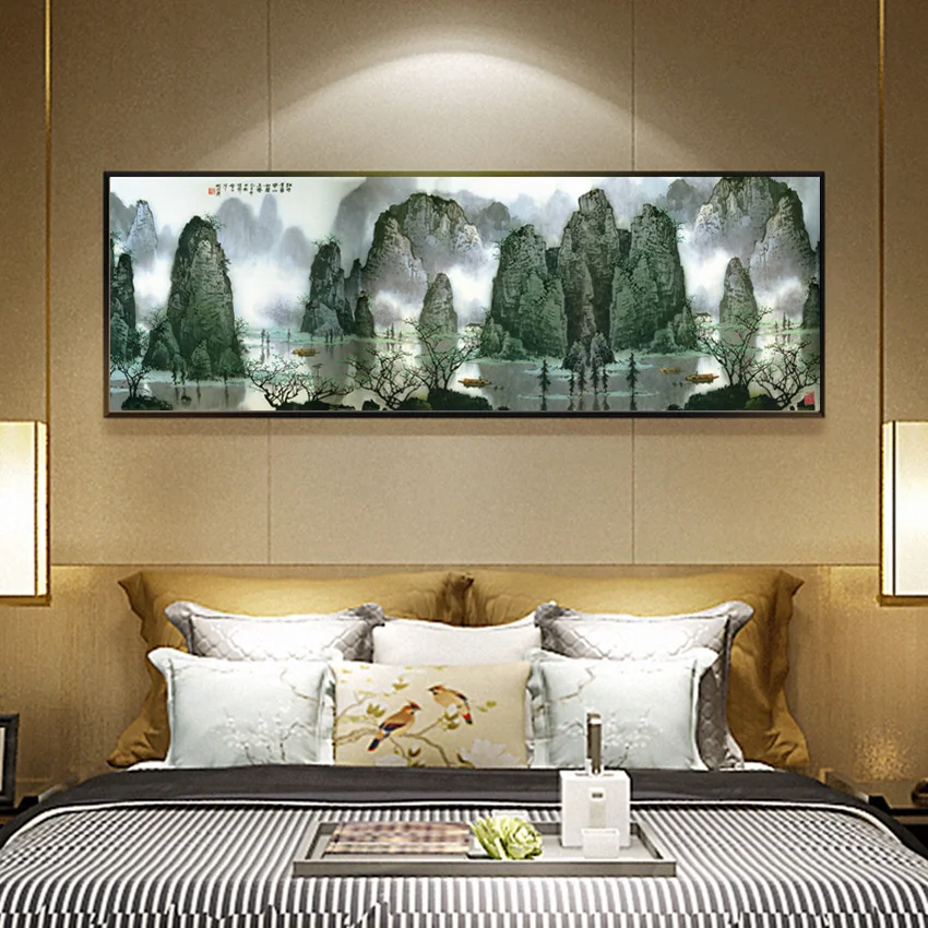 Китайская живопись чернилами на холсте пейзаж HD принты Настенная картина