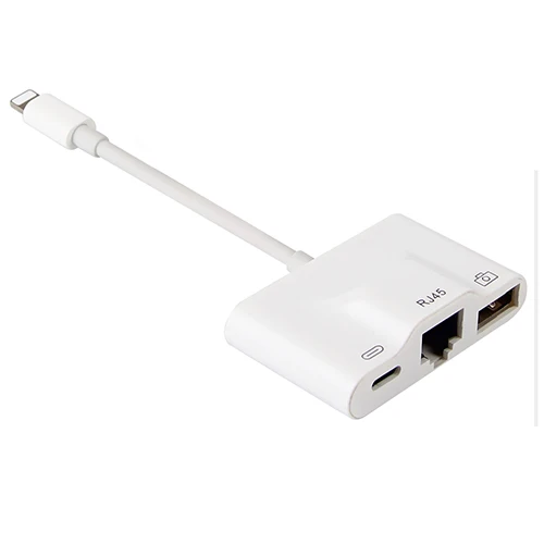 white RJ45 Ethernet LAN проводной сетевой адаптер компактный для iPhone Ethernet адаптер для кабель для IPad зарядное устройство Многофункциональный USB порт 3 в 1 - Цвет: white