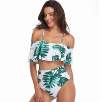 bikini suit womens sexy ruffled monokini set high waist botanical swimsuit tights swimwear backless beachwear s m l xl 2xl