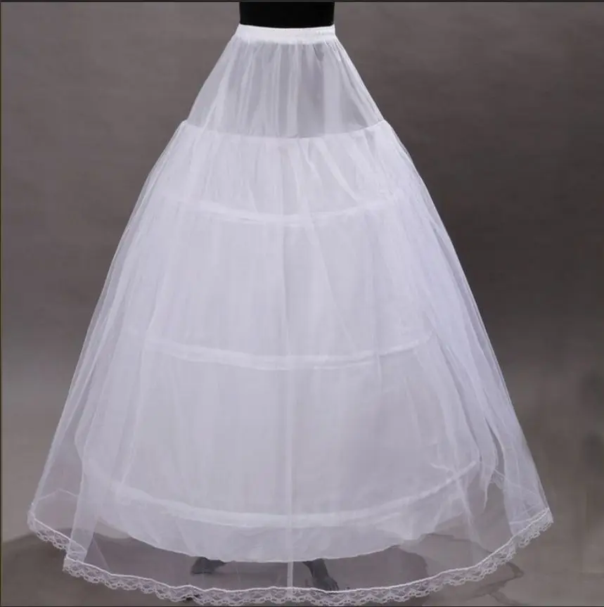 

White 3 Hoops 1 Layer Of Yarn With Lace Petticoat Crinoline Slip Underskirt For Wedding Dress Bridal Gown 2020