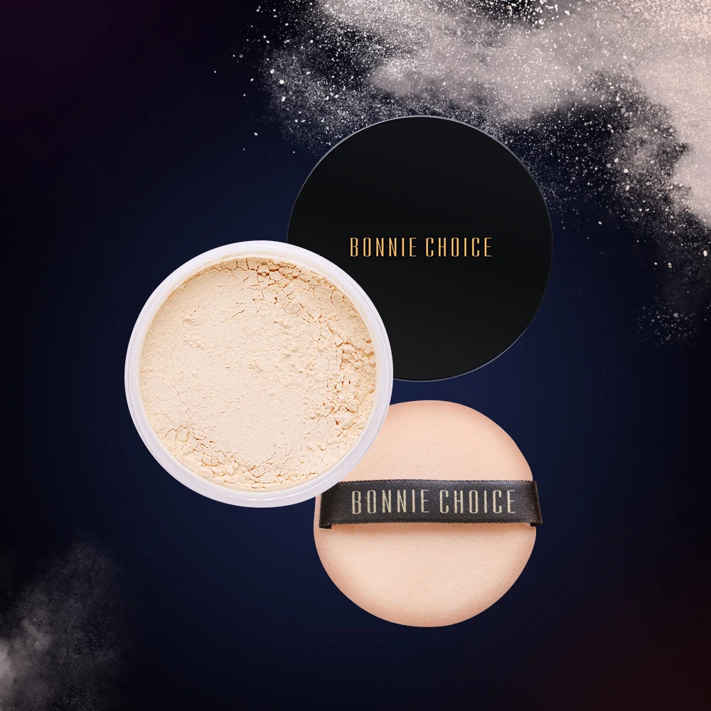 BONNIE CHOICE 1 Box Smooth Loose Powder 3 Colors Face Makeup Full Size Brighten Finish Waterproof Cosmetic With Puff |