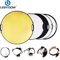 lightdow 43 inch 110cm 5 in 1 round portable collapsible multi disc light photographic lighting reflector with handle bar
