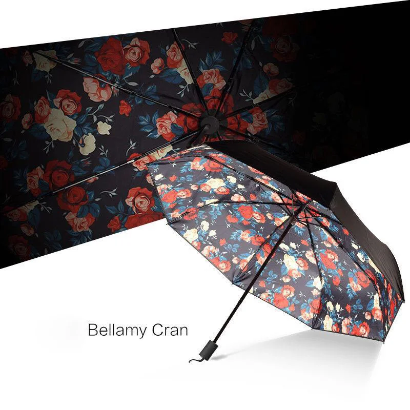 Зонт от солнца с милым цветочным принтом ветрозащитные женские зонтики черным