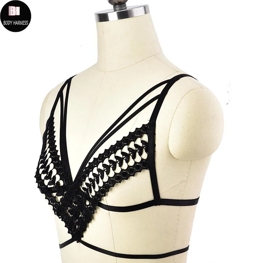 Женское сексуальное нижнее белье черные кружевные укороченные топы в клетку