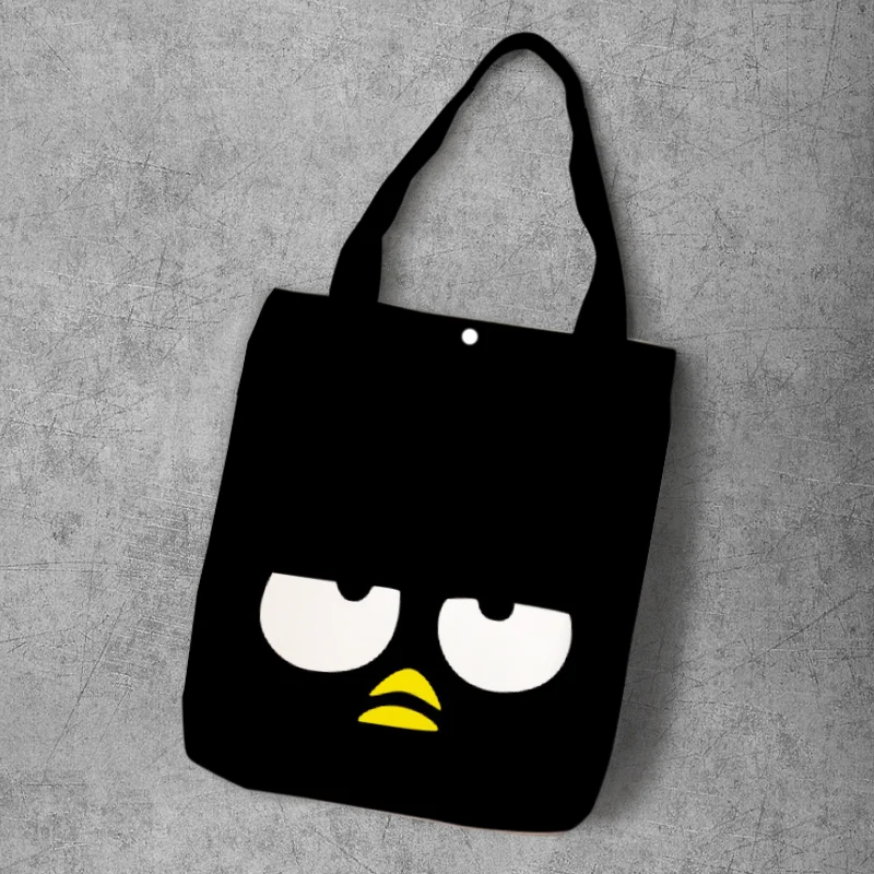 IVYYE Black Penguin Fashion Anime Foldable Canvas Shopping Bag Casual Shoulder Bags Customized Tote Handbag Lady Girls New