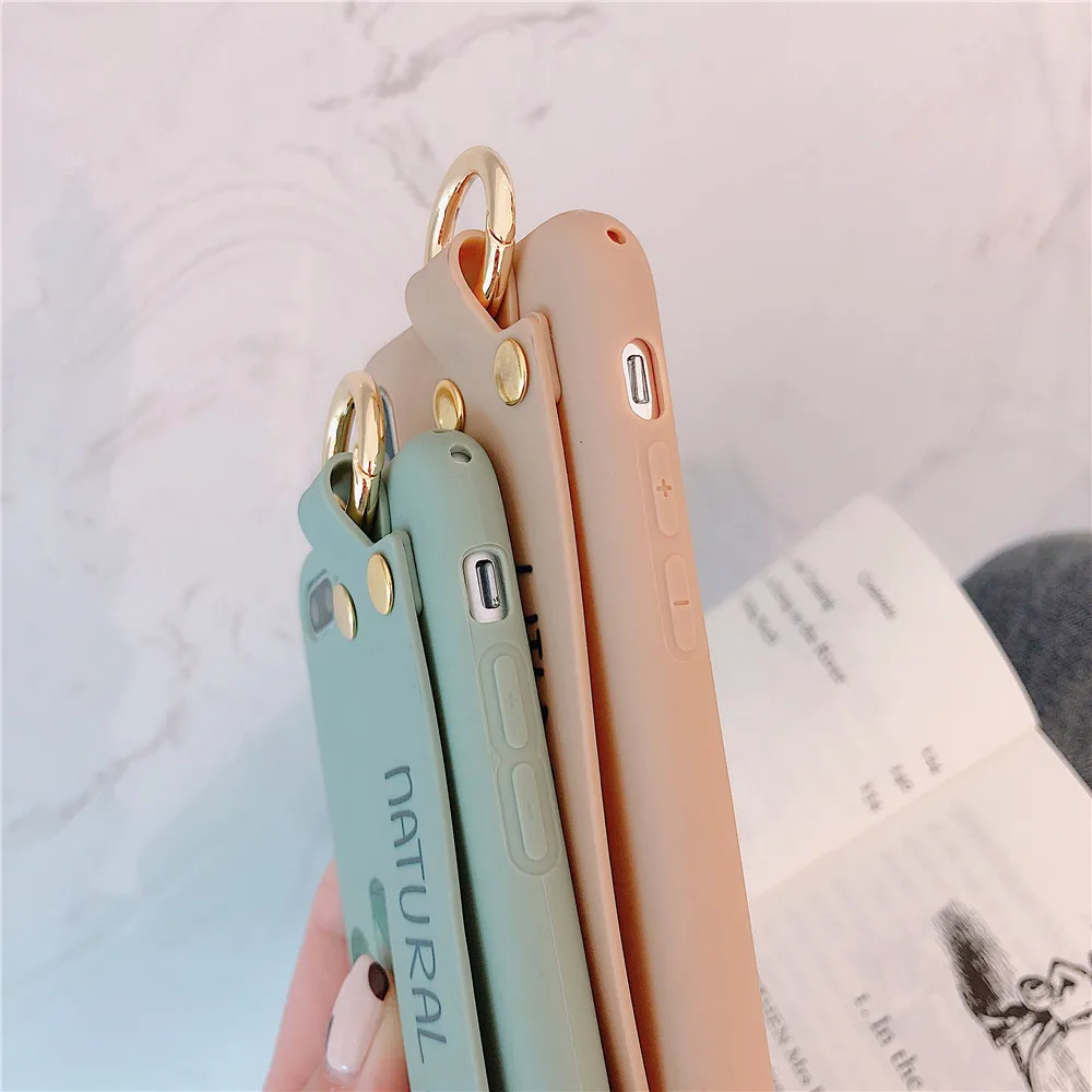 Cactus Green Plant Couples Case For iPhone 11 pro X XS MAX XR Fresh Wrist Strap Silicone Phone Cover 6 6s 7 8Plus Cases |
