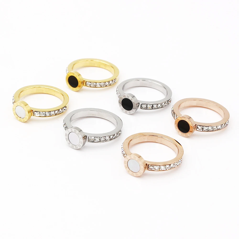 QLZBAO 3 Style Brand Zircon Jewelry Fashion Women Men Unisex Roman Numerals 8mm Wide Ring Wholesale Stainless Steel Wedding | Украшения и