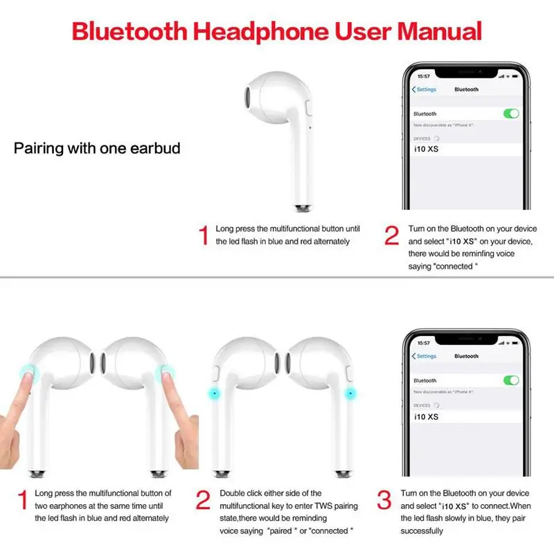 I10 XS наушники вкладыши TWS с Беспроводной Touch Bluetooth двойной V5.0 VS i10 tws для iphone xs xr samsung