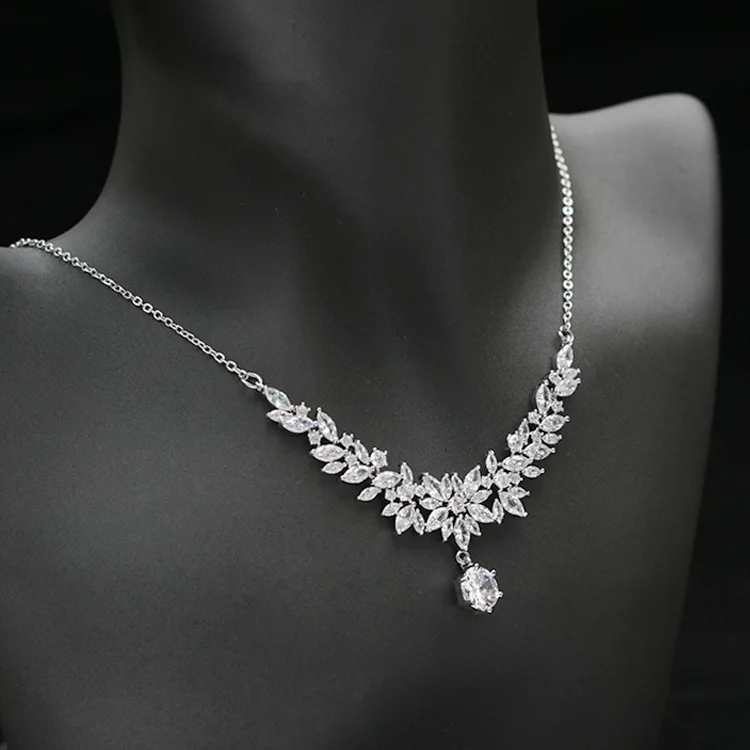 Набор украшений SLBRIDAL из меди и свадебные с кубическим цирконом Свадебный