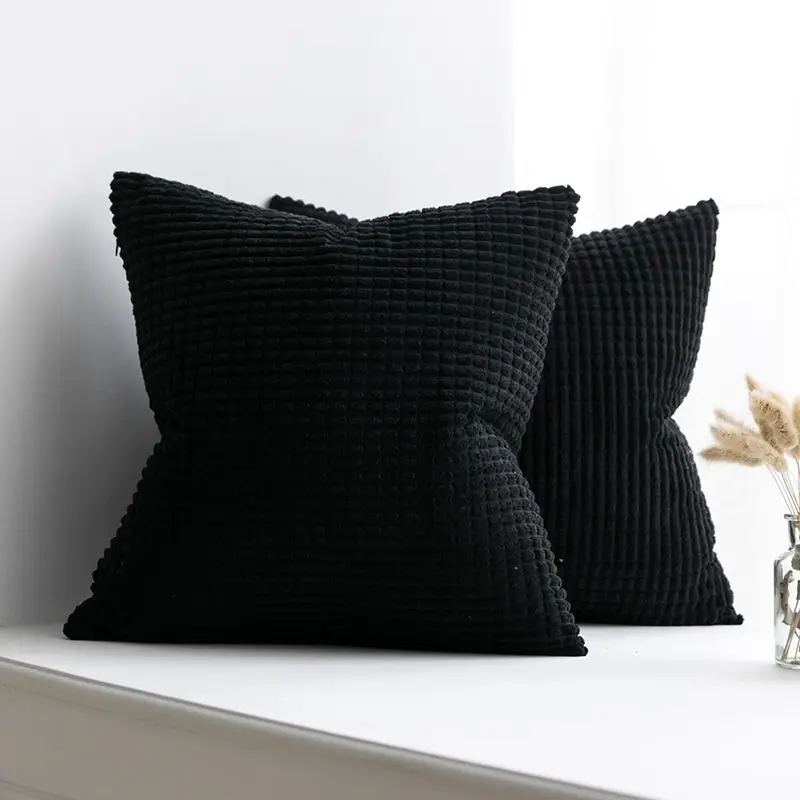 Black 1 шт., мягкие однотонные декоративные Квадратные наволочки для подушек, милый комплект с гранулами, чехол для подушки, удобный чехол для подушки для дивана и спальни - Цвет: Black