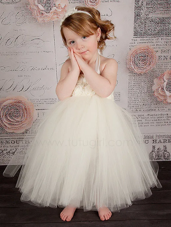 

Handmade Ivory Flower Girl Dress Girls Party Tutu Dress Toddler Birthday Dress Baby Wedding Tutu Dress 2T/3T/4T/5T/6T/7T/8T