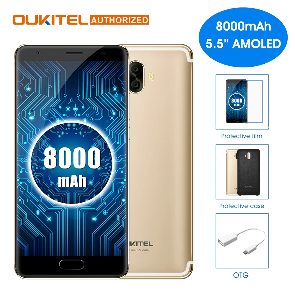 OUKITEL K8000 Android 7 0 5 мобильную станцию телефон Octa Core 4 GB 64 8000 mAh 13.0MP + 16.0MP сзади сотовый с