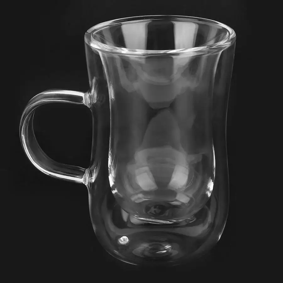 Стеклянные Прозрачные кофейные кружки с двойными стенками и защитой от ожогов